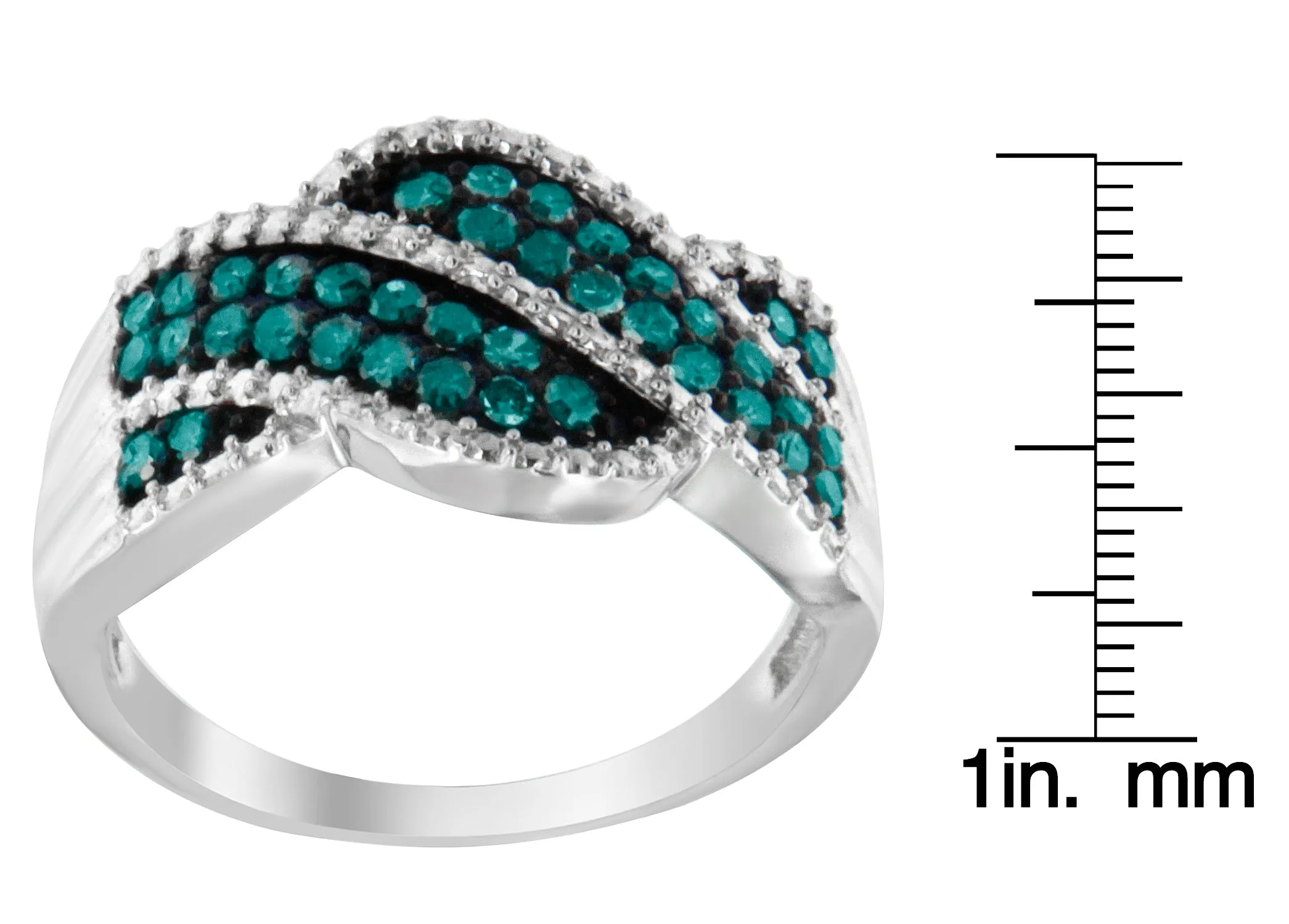 .925 Sterling Silver Treated Blue Color Diamond cocktail Ring