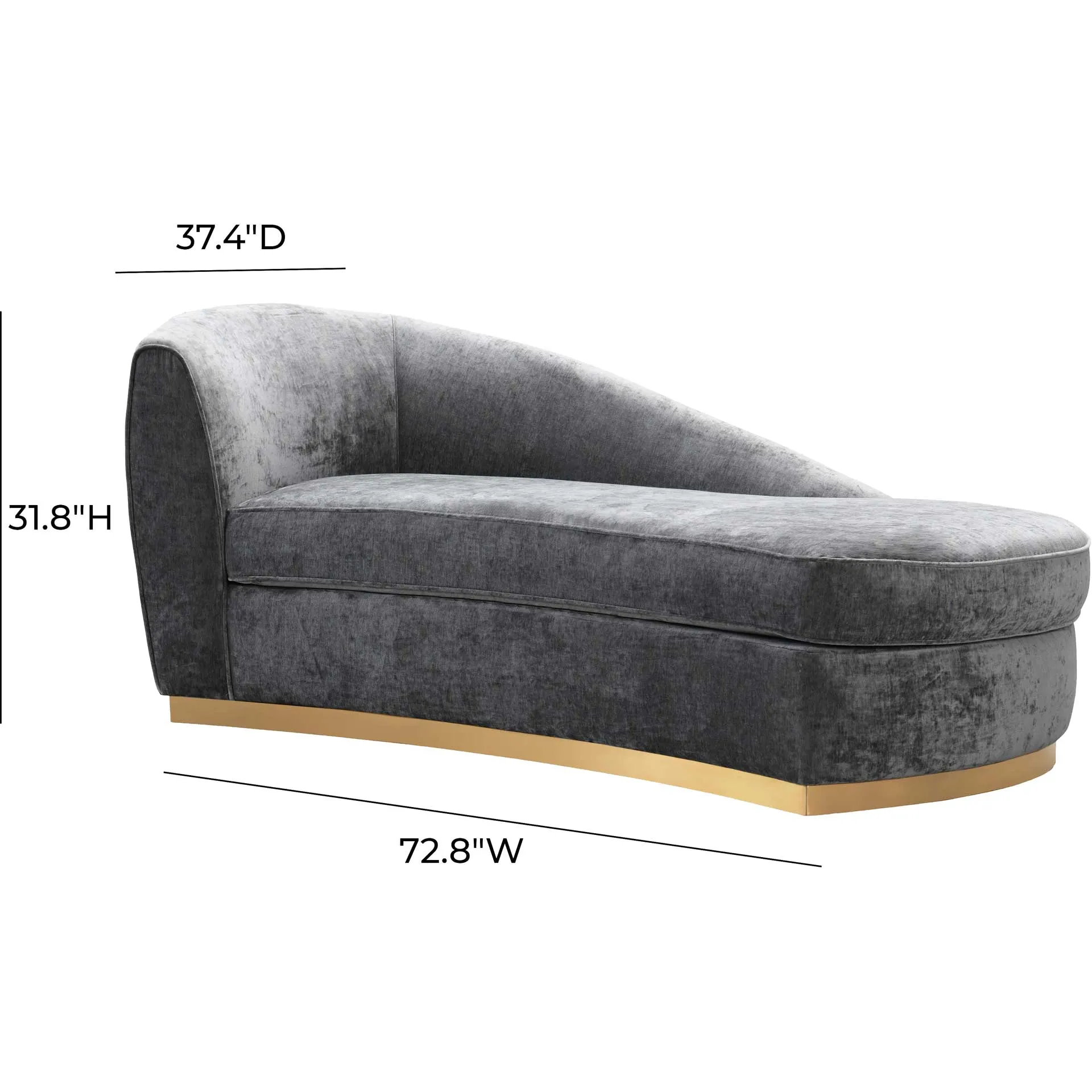 Adam Velvet Chaise Gray