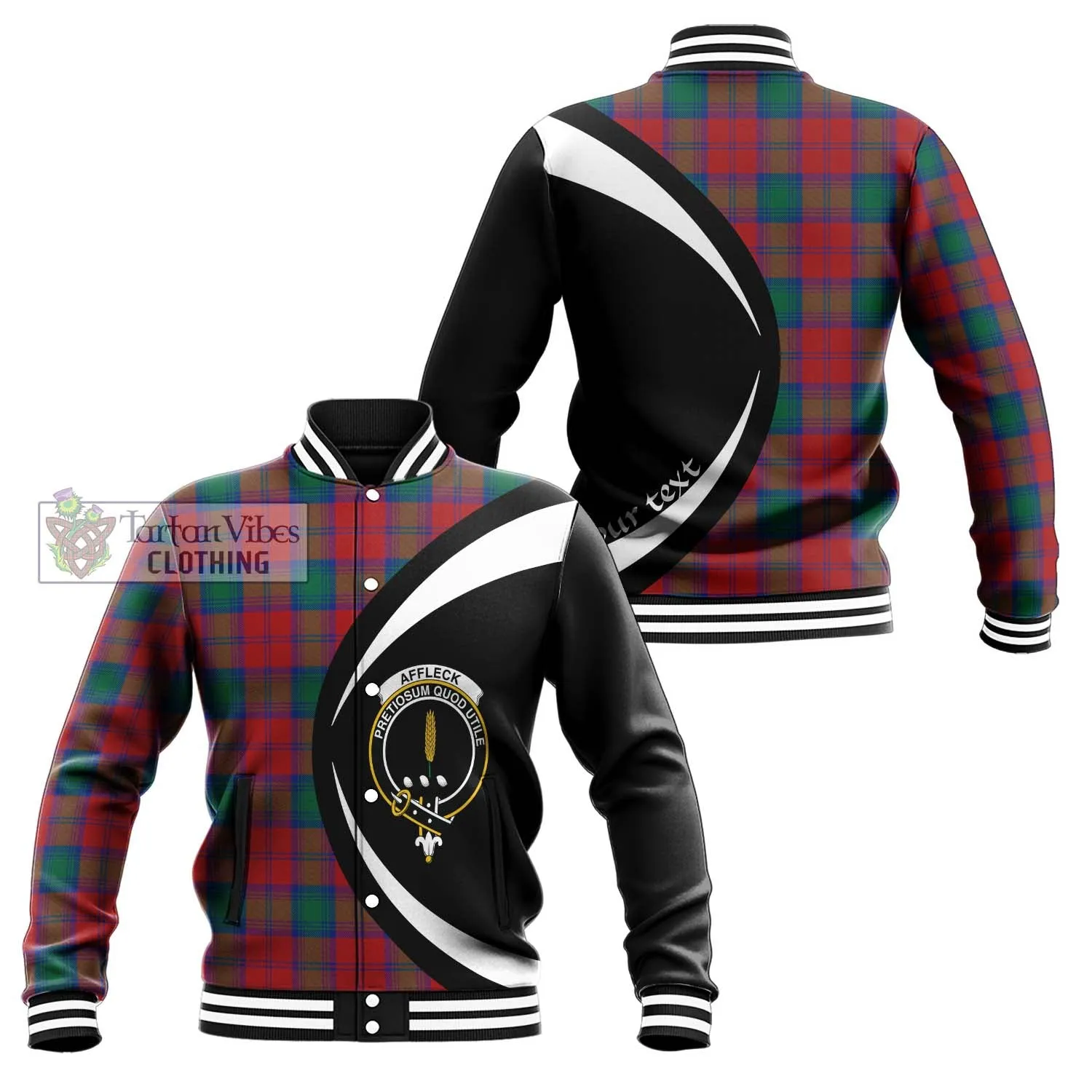 Affleck Tartan Baseball Jacket with Family Crest Circle Style