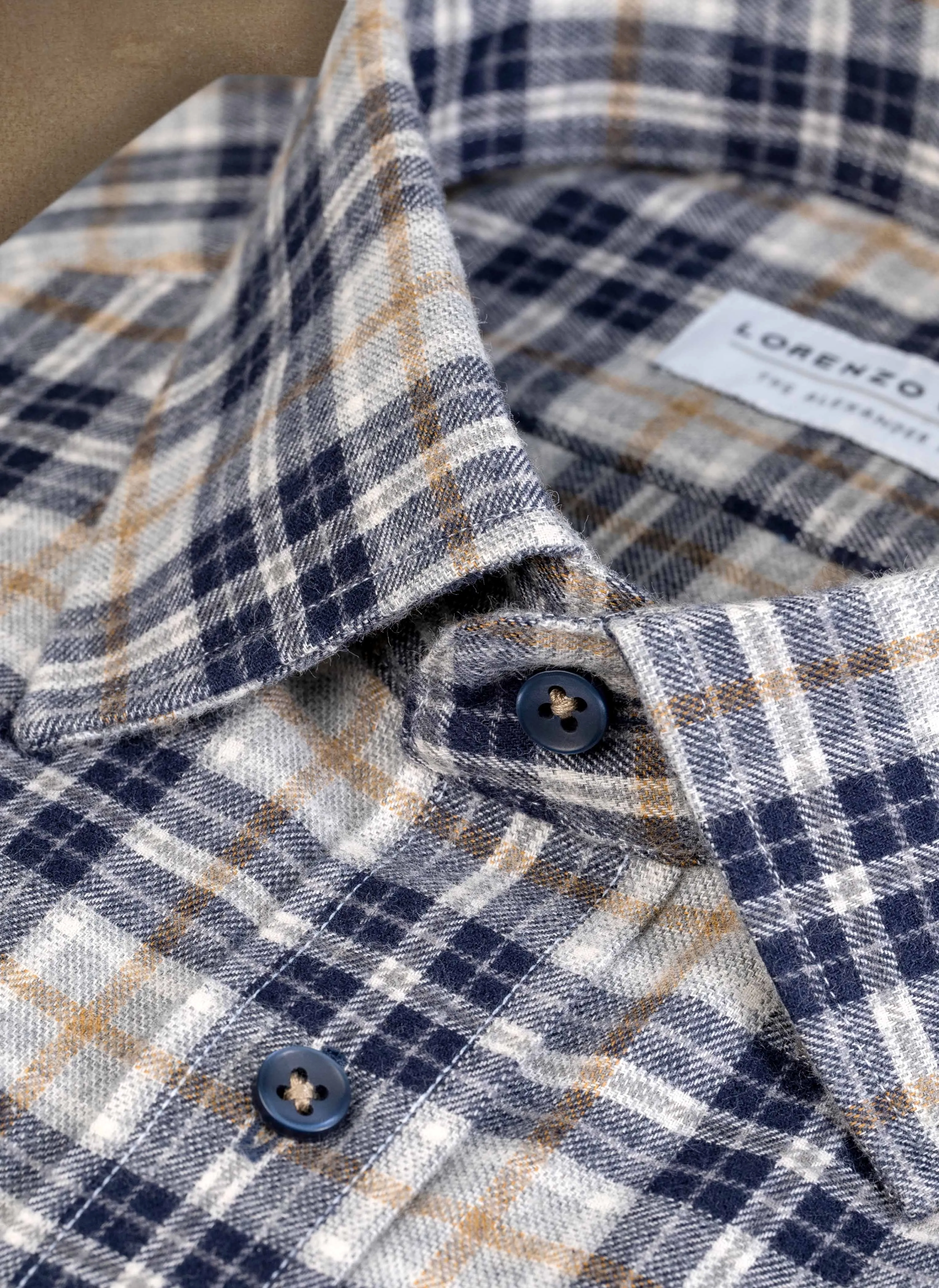 Alexander Sport Shirt in Black and Tan Plaid