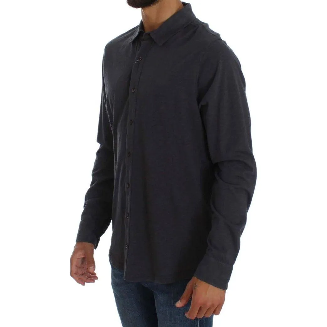 Alpha Massimo Rebecchi Sleek Gray Casual Cotton Shirt