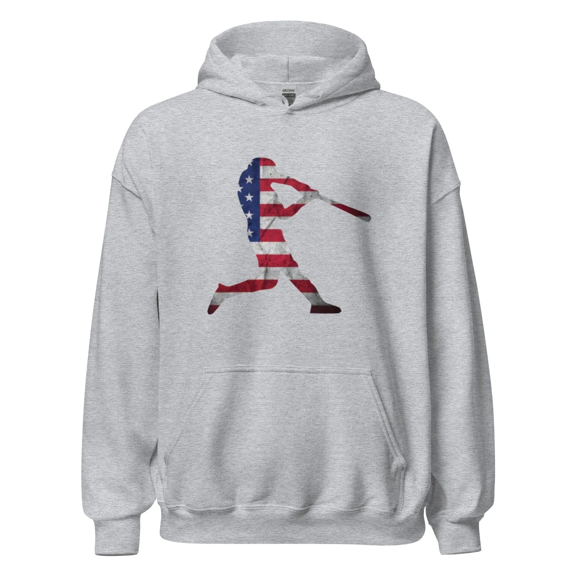 American Flag Baseball Batter - Adult Hoodie