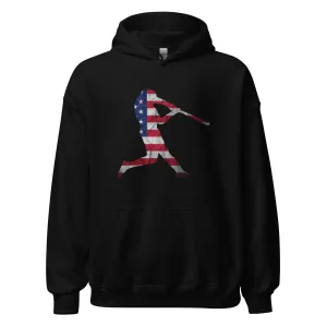 American Flag Baseball Batter - Adult Hoodie