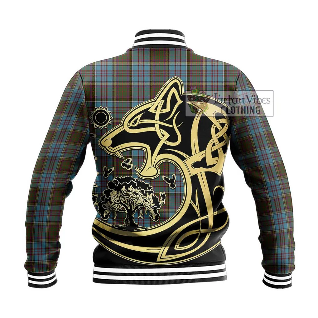 Anderson Tartan Baseball Jacket with Family Crest Celtic Wolf Style