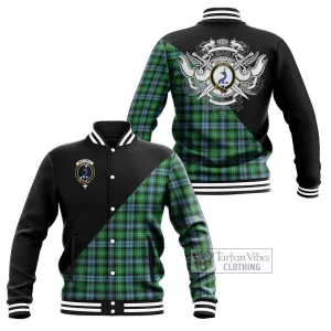 Arbuthnot Ancient Tartan Baseball Jacket with Family Crest and Military Logo Style