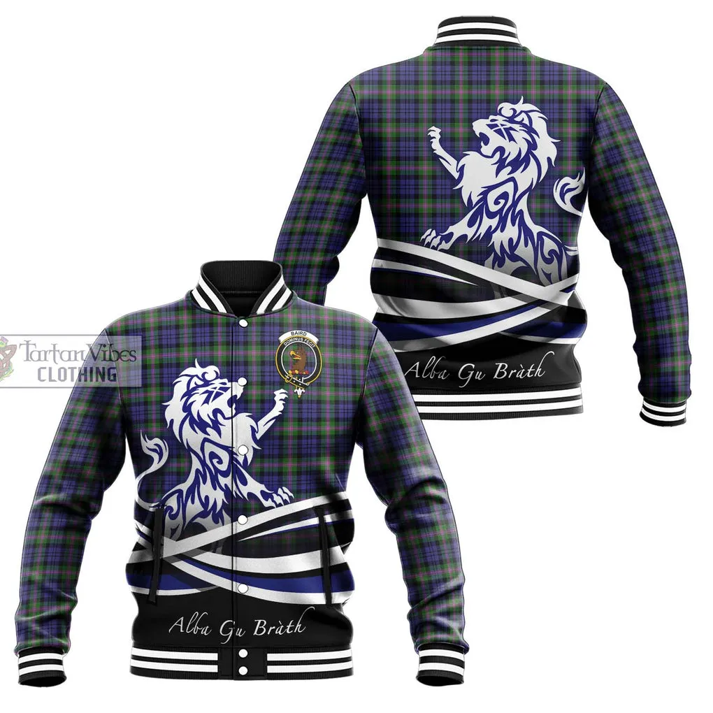 Baird Modern Tartan Baseball Jacket with Alba Gu Brath Regal Lion Emblem