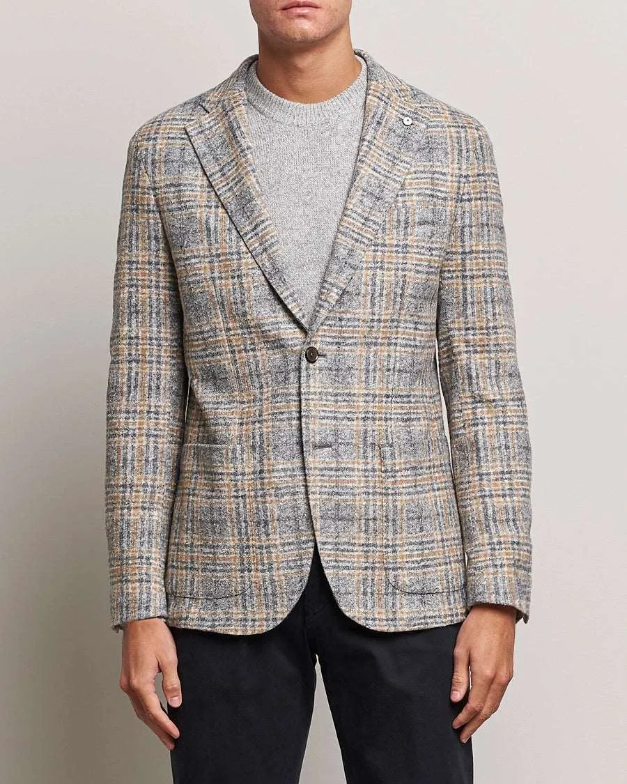 Beige Check Cotton Jersey Contemporary Fit Sport Jacket - L.B.M 1911