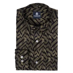 Black Golden Color Arrow Printed Cotton Shirt For Men