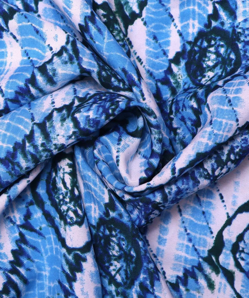 Blue Colour Shibori Print Crepe Fabric