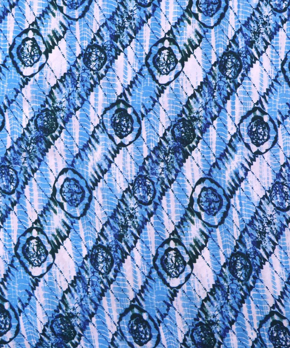 Blue Colour Shibori Print Crepe Fabric