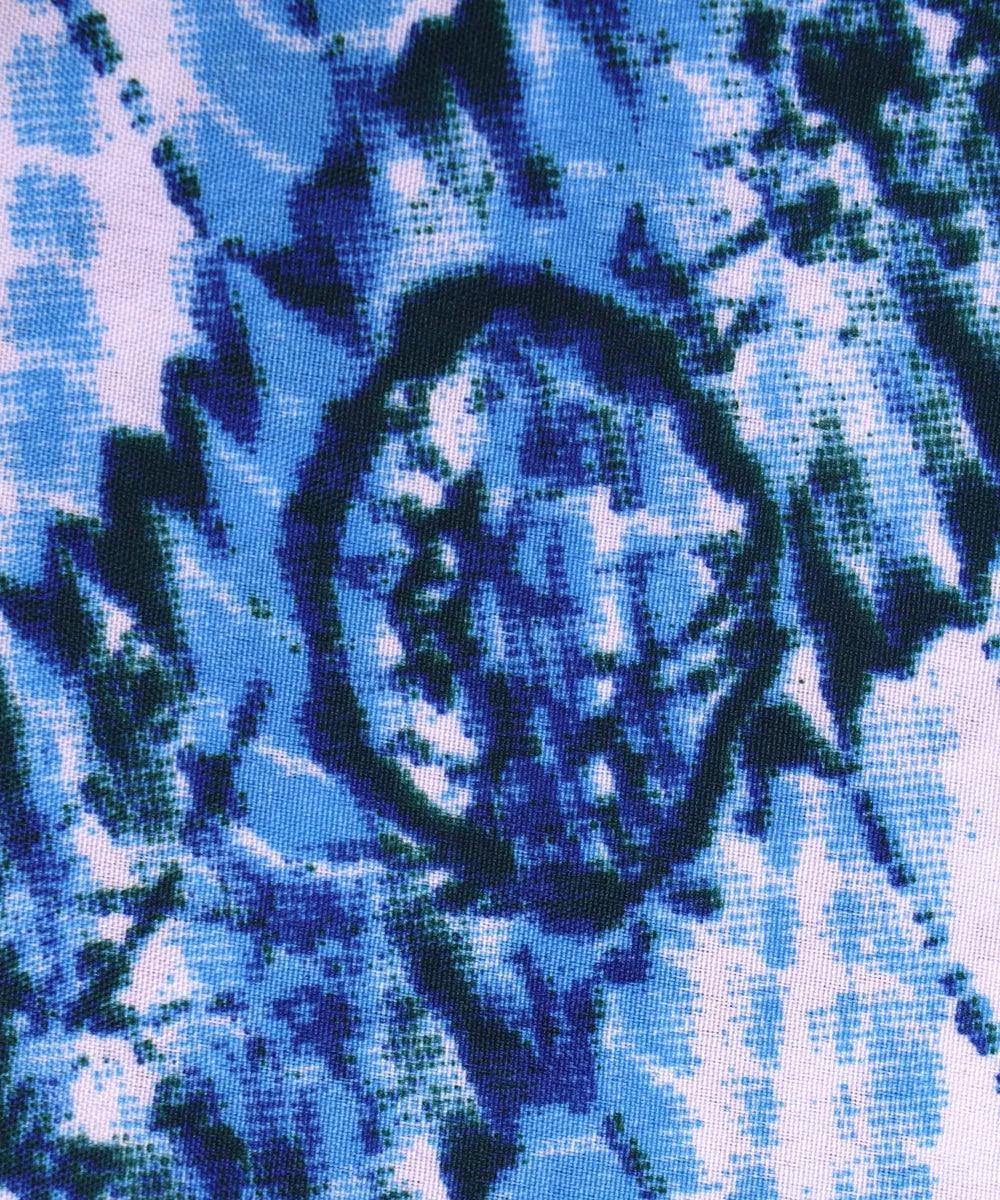 Blue Colour Shibori Print Crepe Fabric