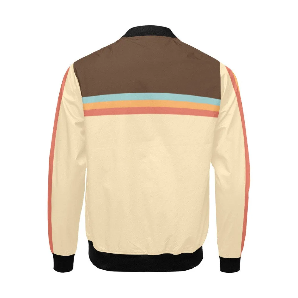 Bomber Jacket Men, Men's Bomber Jacket, Retro Jacket, 70s Style Jacket, Men's 70s Jacket, Retro Brown Stripe Jacket, Stripe Jacket Men