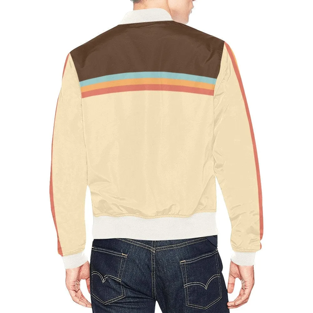 Bomber Jacket Men, Men's Bomber Jacket, Retro Jacket, 70s Style Jacket, Men's 70s Jacket, Retro Brown Stripe Jacket, Stripe Jacket Men