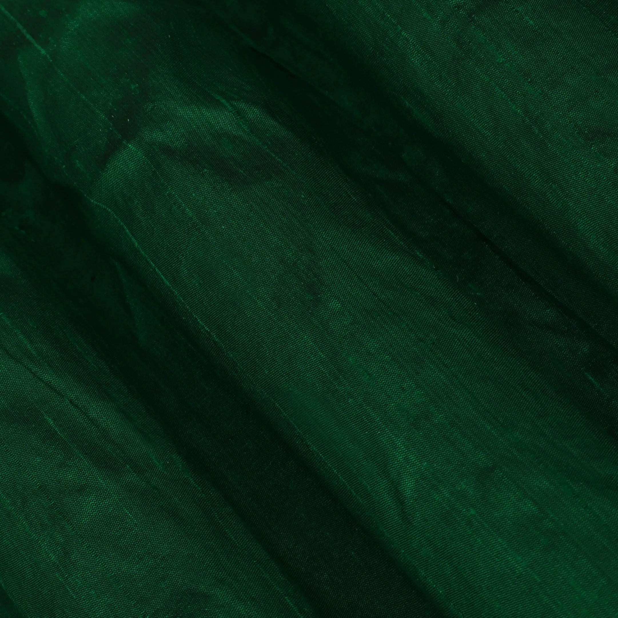 Bottle Green Color Raw Silk Plain Fabric