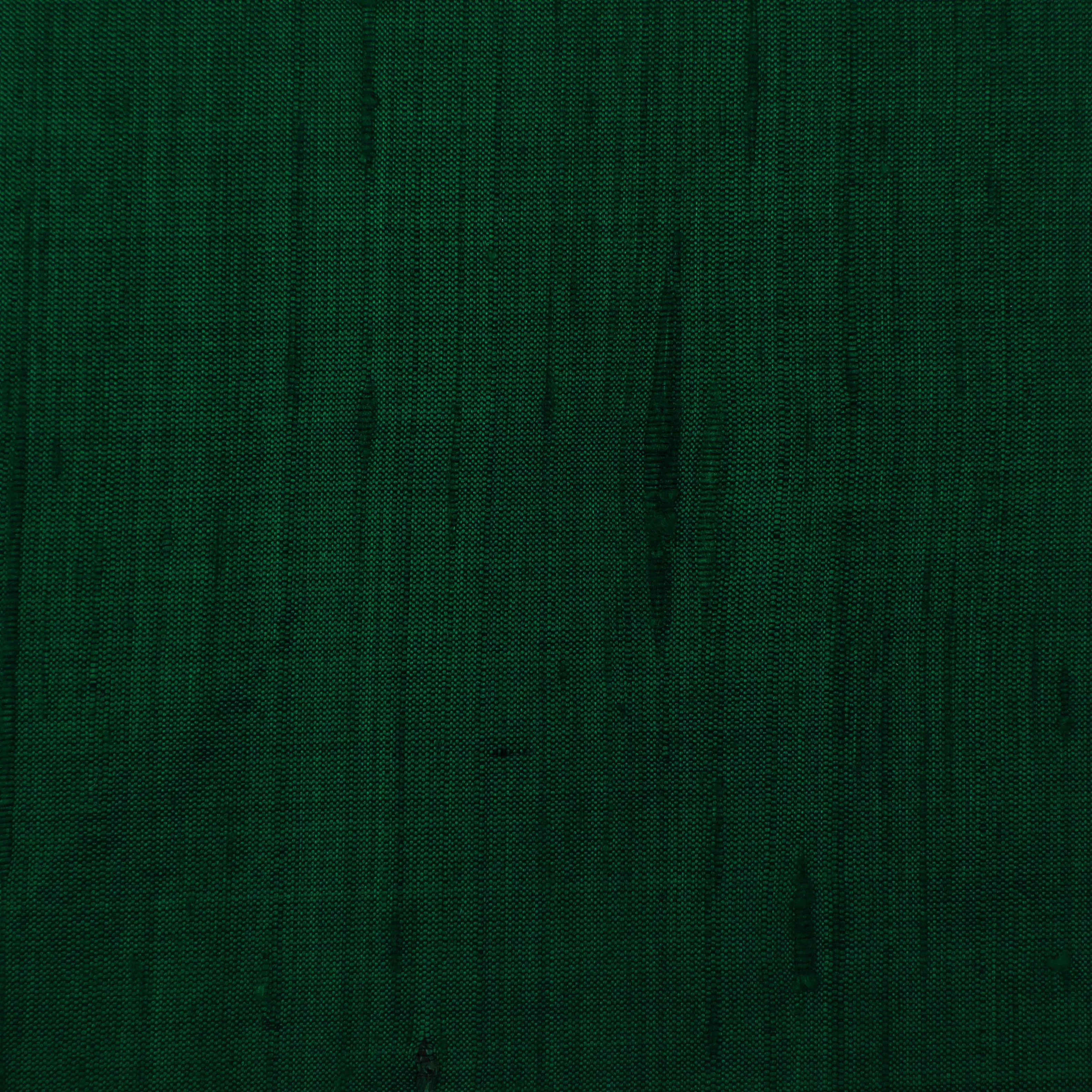 Bottle Green Color Raw Silk Plain Fabric