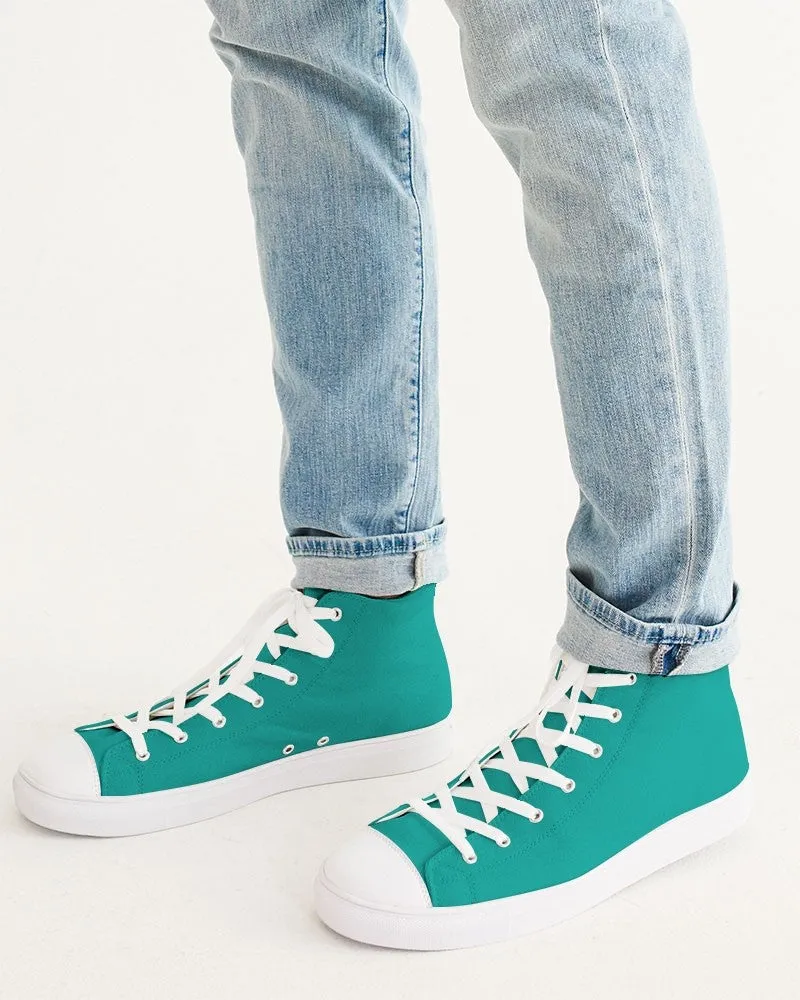 Bright Blue Cool Green Men's High-top Canvas Sneakers | Men's | Bright Pure Blue Cool Green | C100M0Y50K0