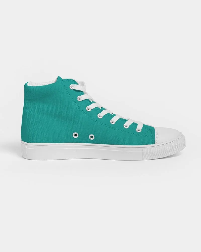 Bright Blue Cool Green Men's High-top Canvas Sneakers | Men's | Bright Pure Blue Cool Green | C100M0Y50K0