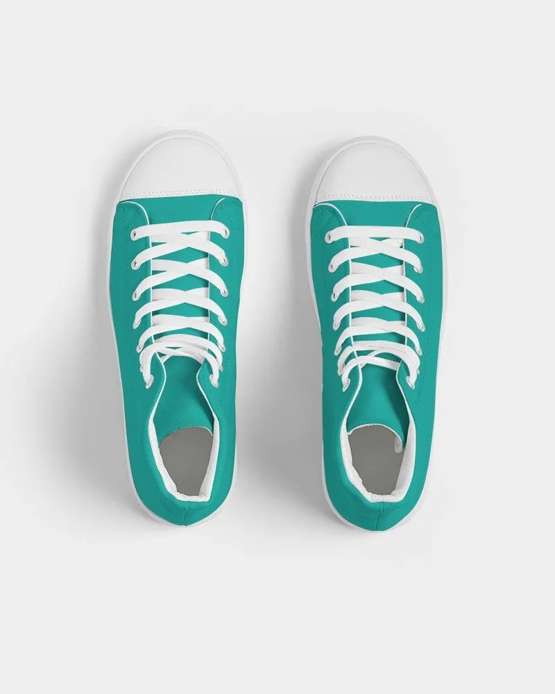 Bright Blue Cool Green Men's High-top Canvas Sneakers | Men's | Bright Pure Blue Cool Green | C100M0Y50K0