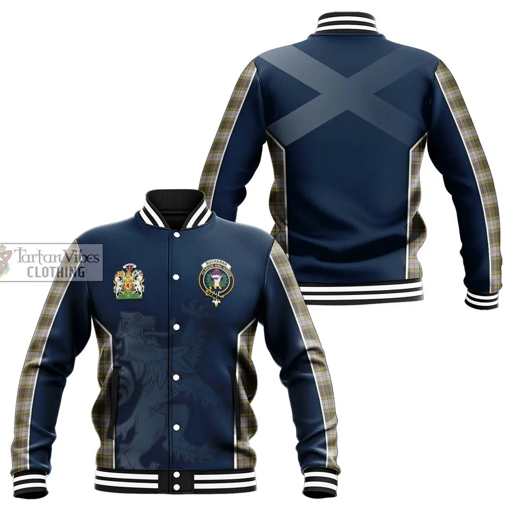 Buchanan Dress Tartan Baseball Jacket with Family Crest and Lion Rampant Vibes Sport Style