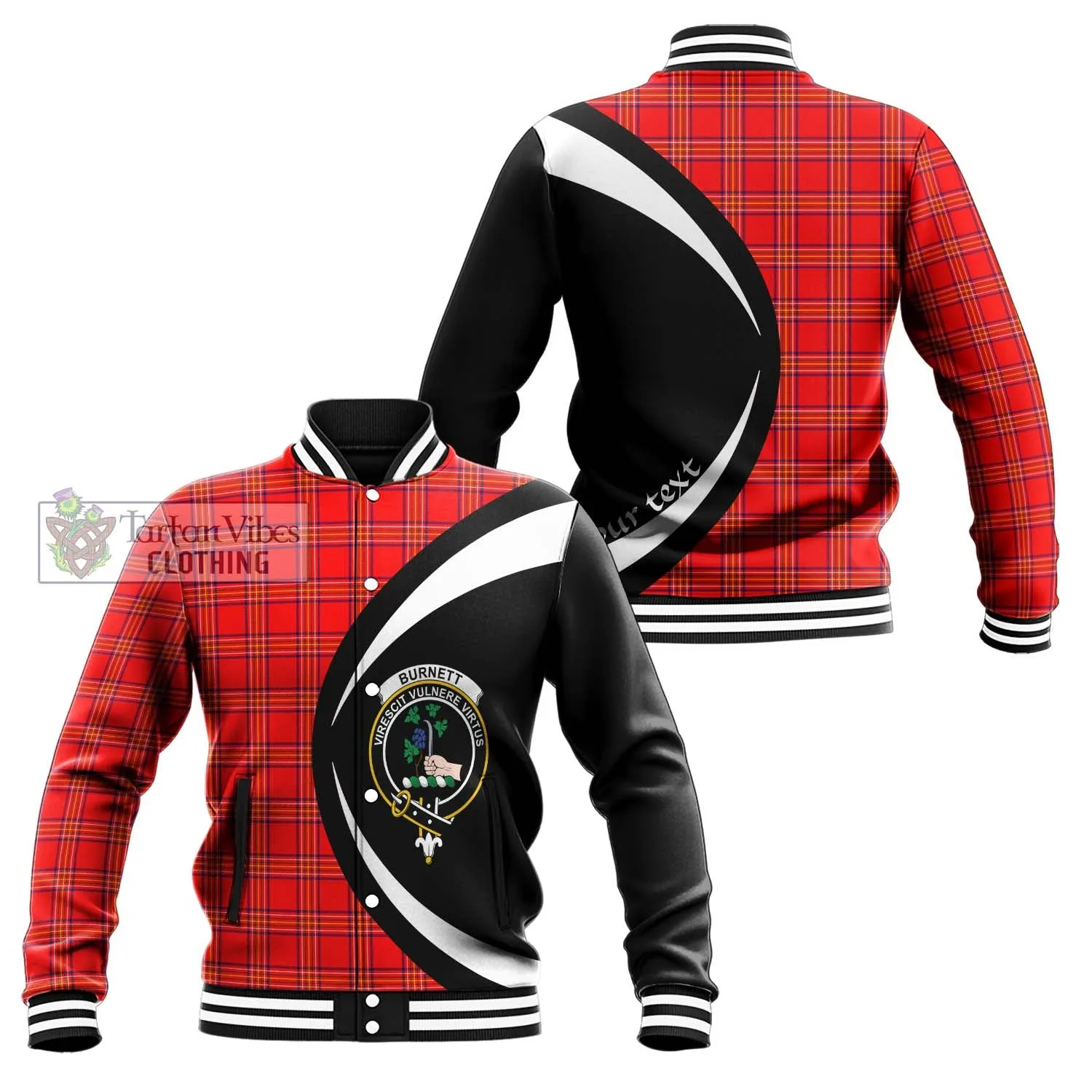 Burnett Modern Tartan Baseball Jacket with Family Crest Circle Style