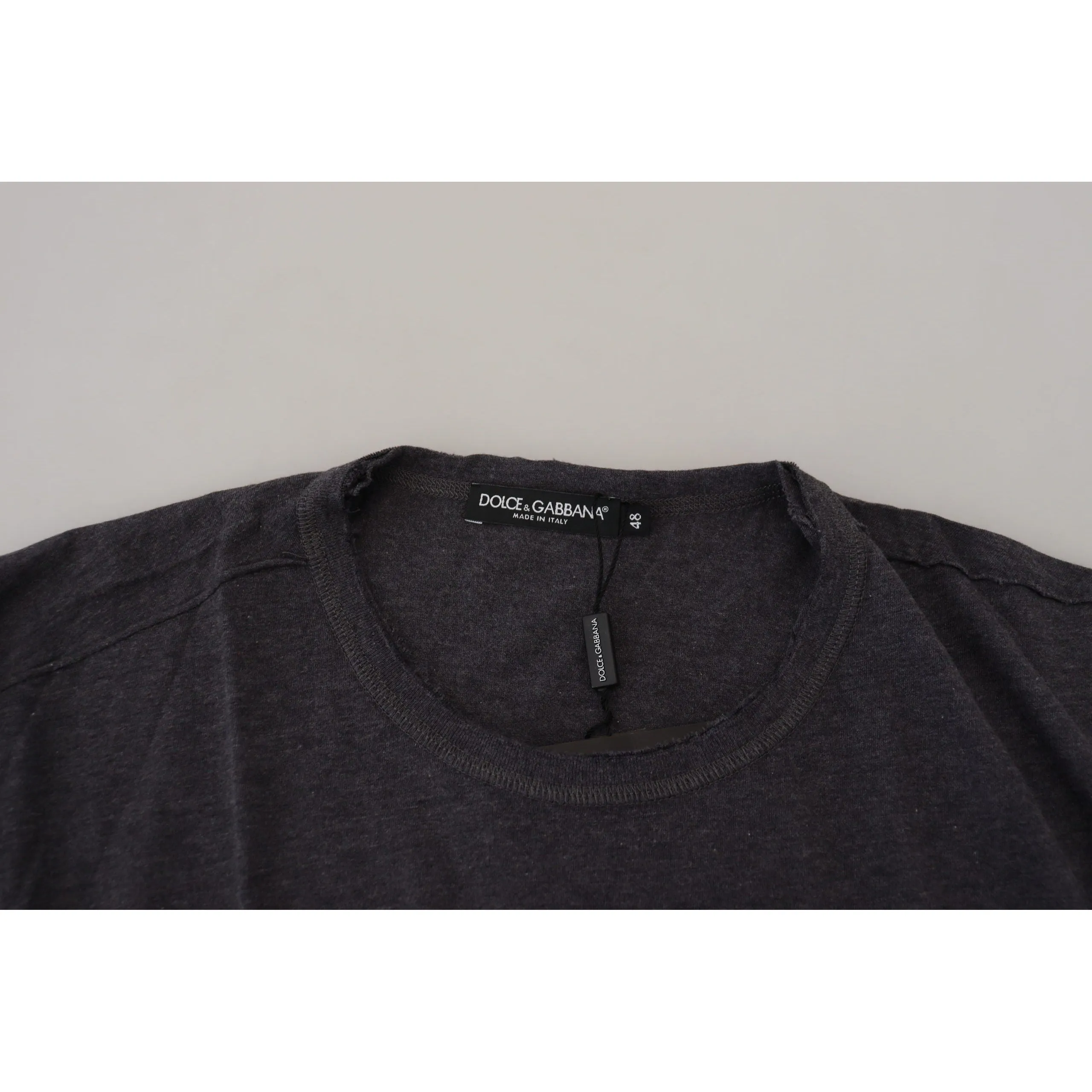 Dolce & Gabbana Elegant Gray Motive Crew Neck T-Shirt