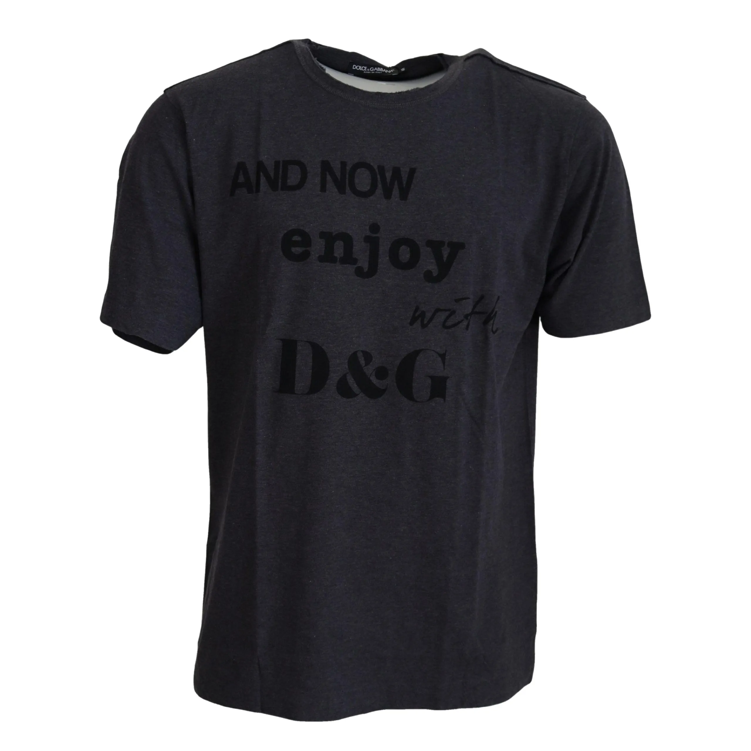 Dolce & Gabbana Elegant Gray Motive Crew Neck T-Shirt