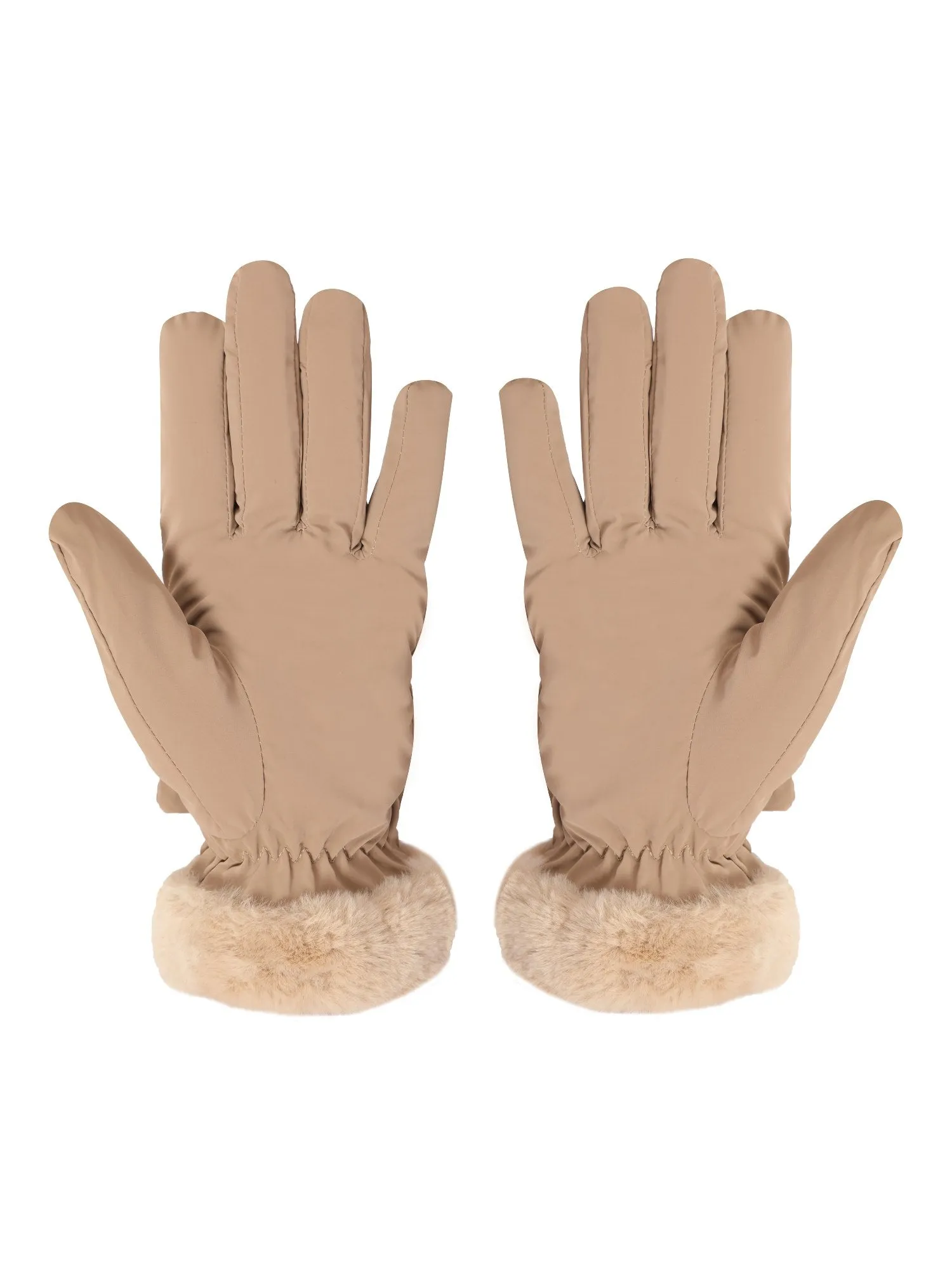 FabSeasons Water-Resistant Touchscreen Beige Winter Gloves for Girls and Women: Fits 10 Years & Above