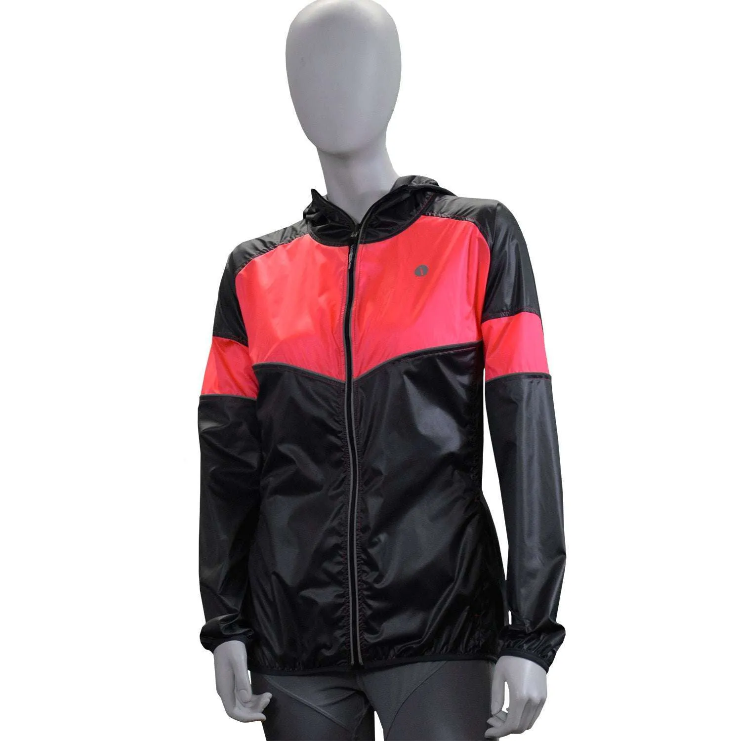 FINAL SALE: Venture Packable Women's Reflective Jacket in Graphite / Coral Glo