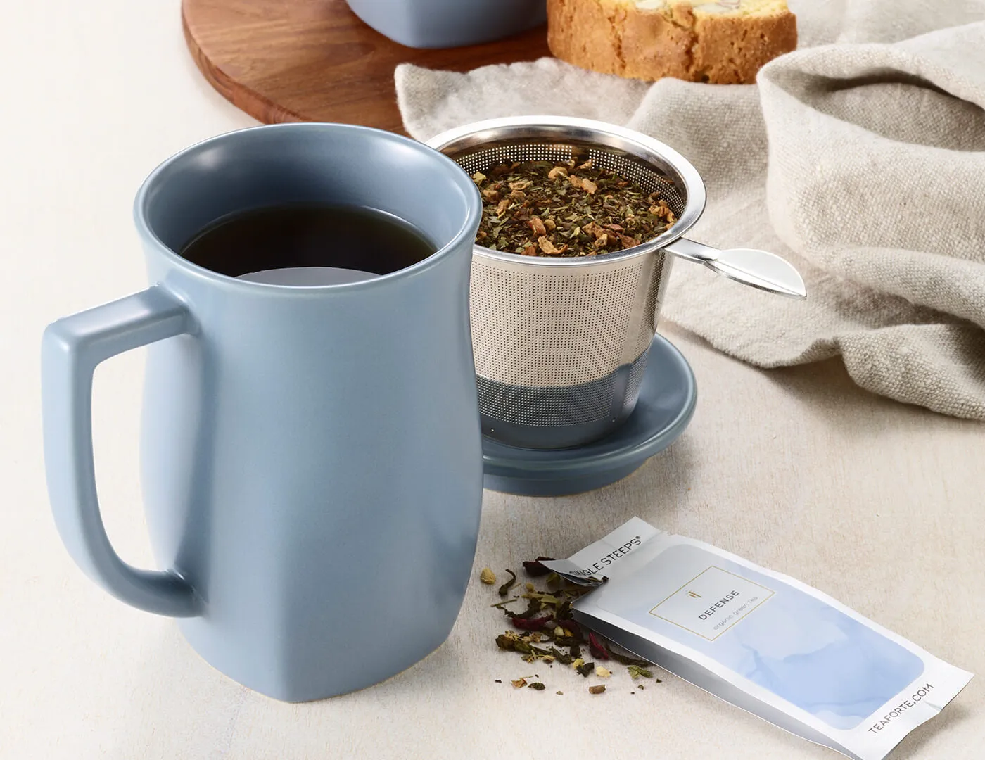 Fiore Steeping Cup with Infuser Stone Blue