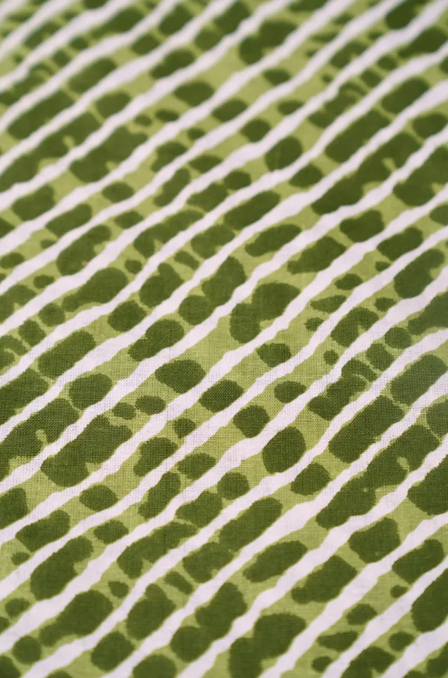 Green Leheriya Pattern Printed Summer Pure Cotton Fabric