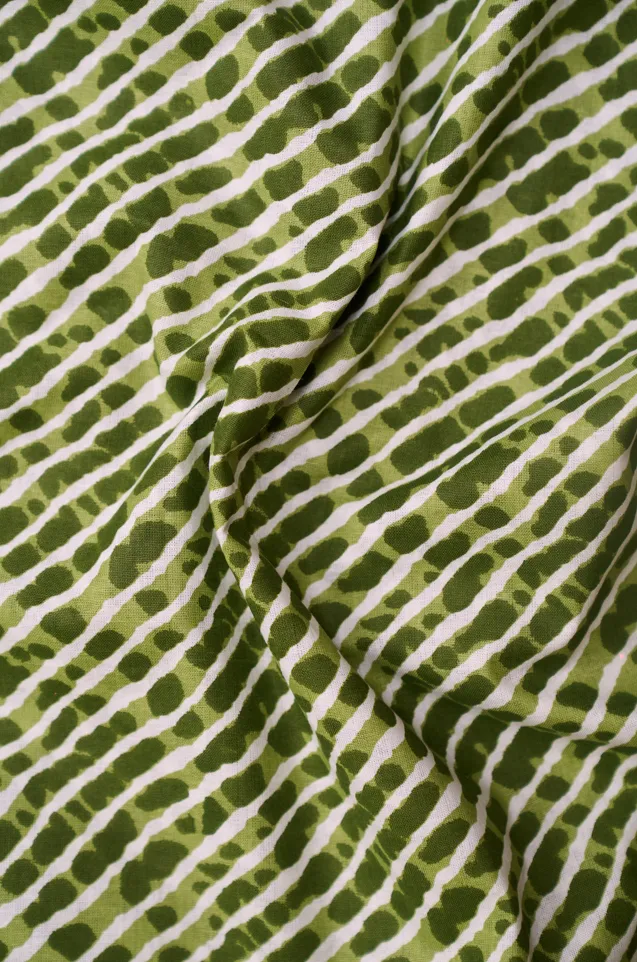 Green Leheriya Pattern Printed Summer Pure Cotton Fabric