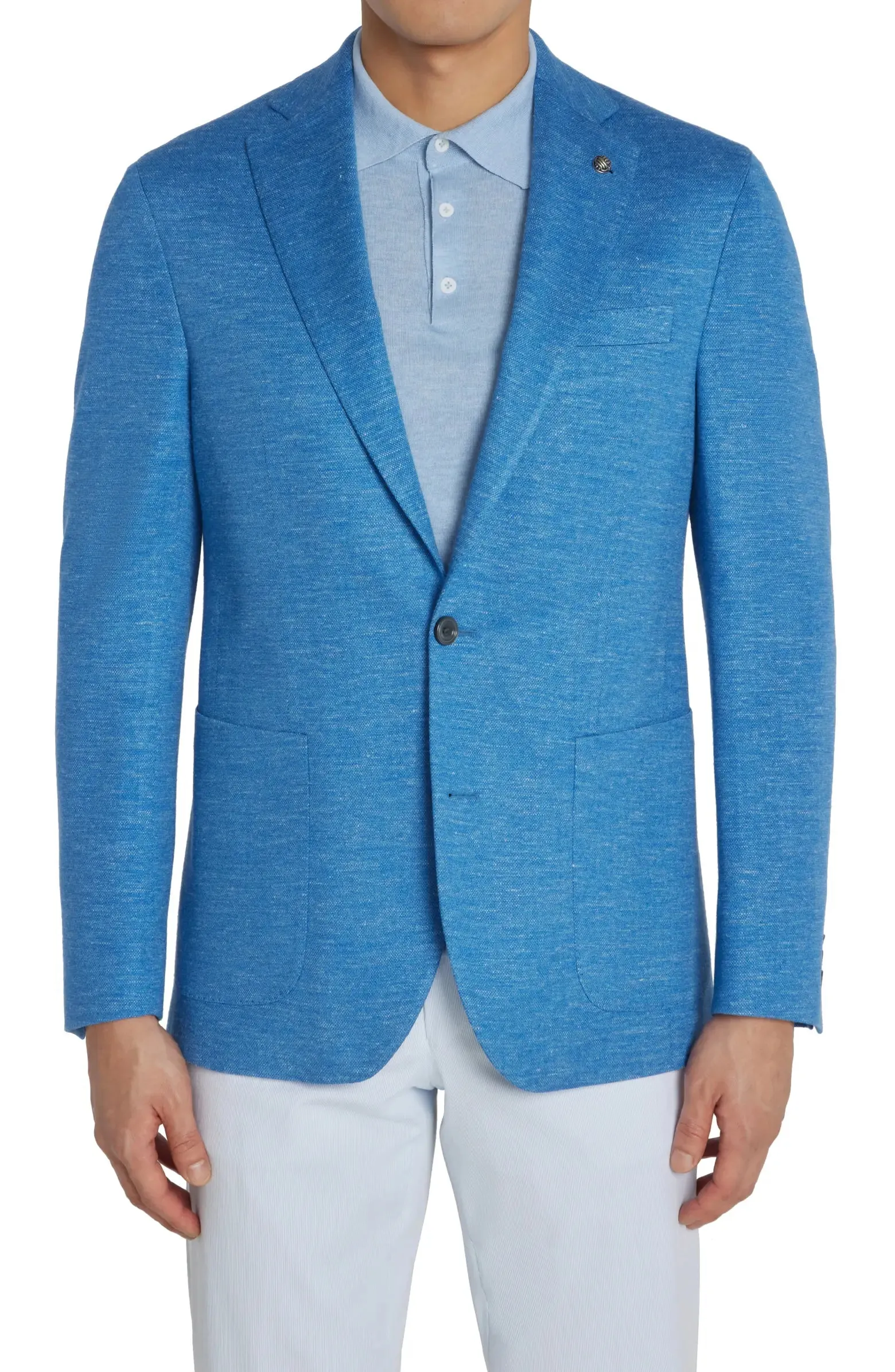 Light Blue Hartford Contemporary Fit Loro Piana Summertime Knit Sport Jacket - Jack Victor