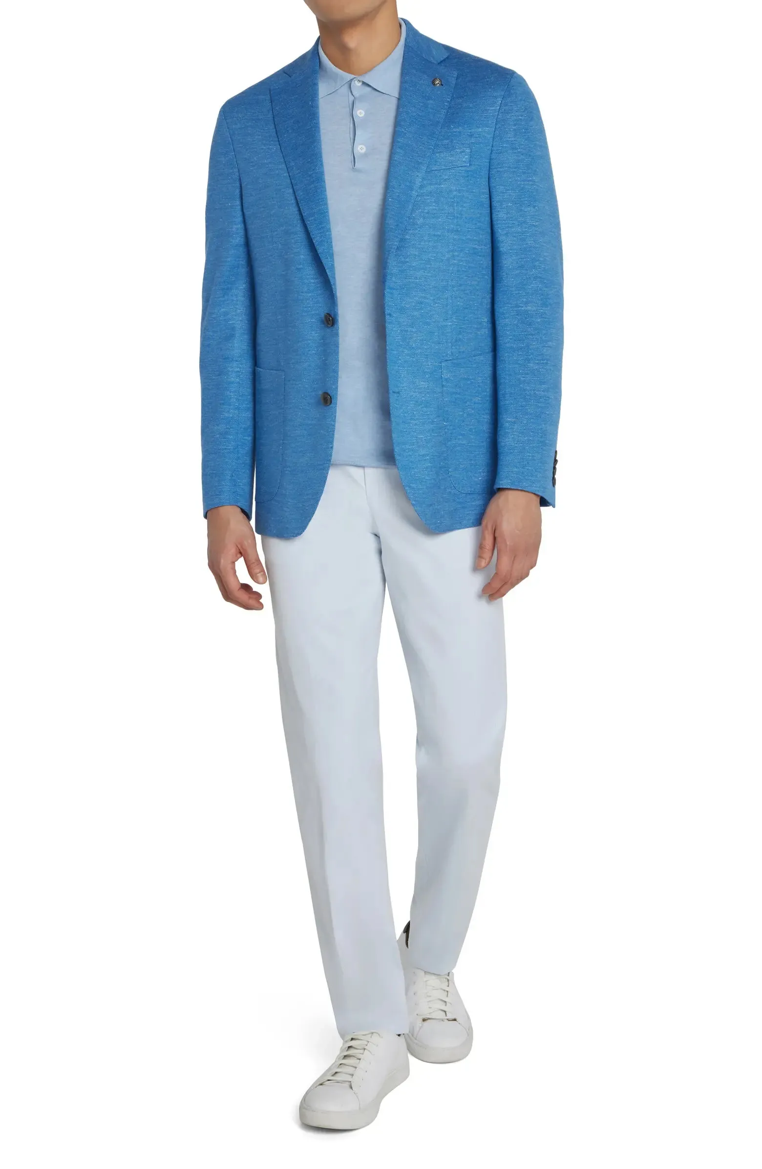 Light Blue Hartford Contemporary Fit Loro Piana Summertime Knit Sport Jacket - Jack Victor