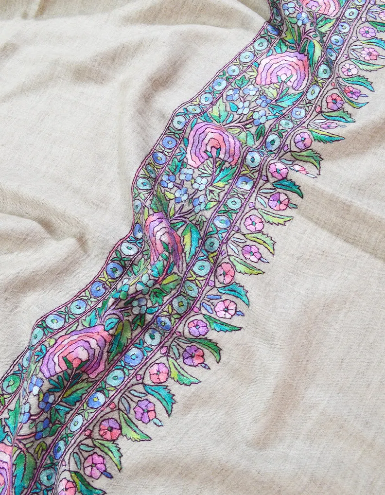 light natural embroidery pashmina shawl 8193