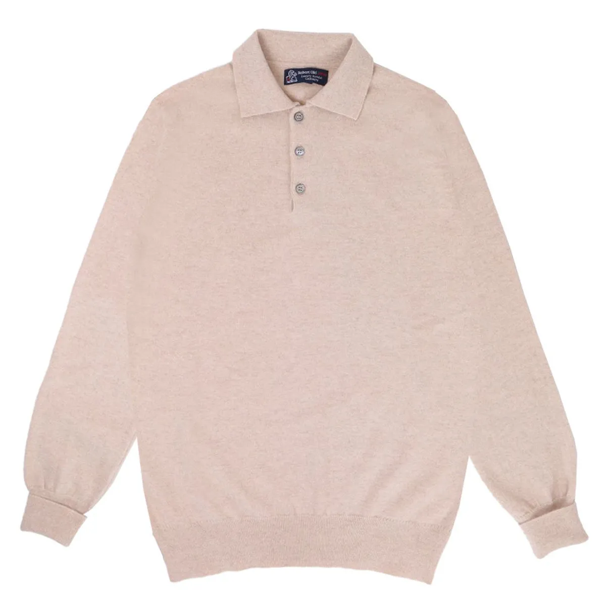 Linen Oban 3 button 2ply Cashmere Polo Sweater