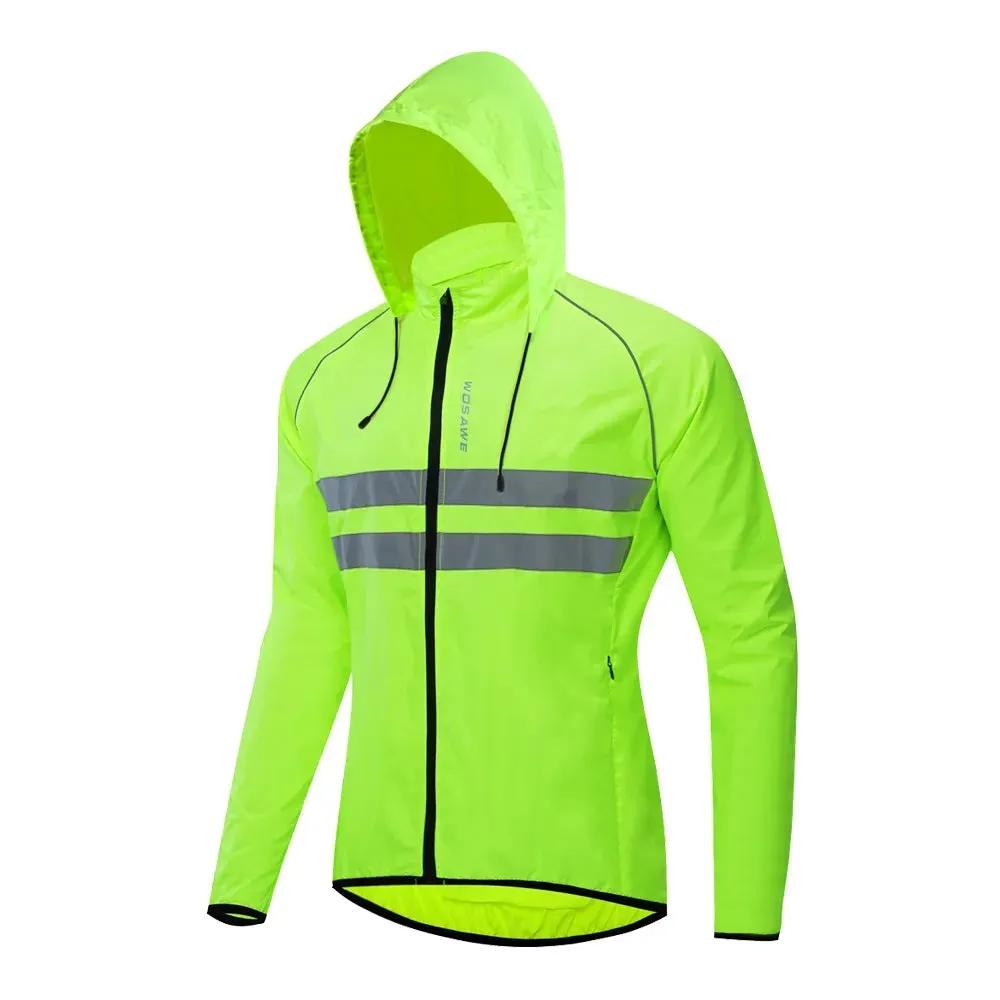 Men's Cycling Jacket Hooded Reflective Vest Wind Coat Windproof MTB Bike Windbreaker Riding Bicycle  Cycle Clothing