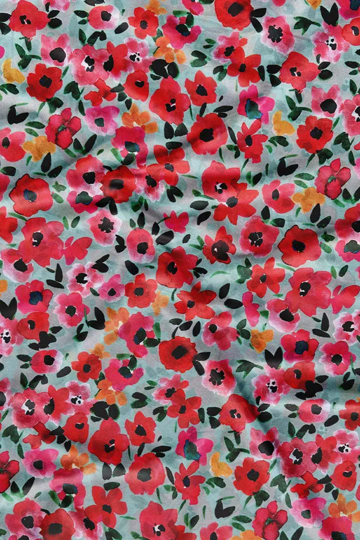 Multicolor Digital Floral Printed Georgette Fabric