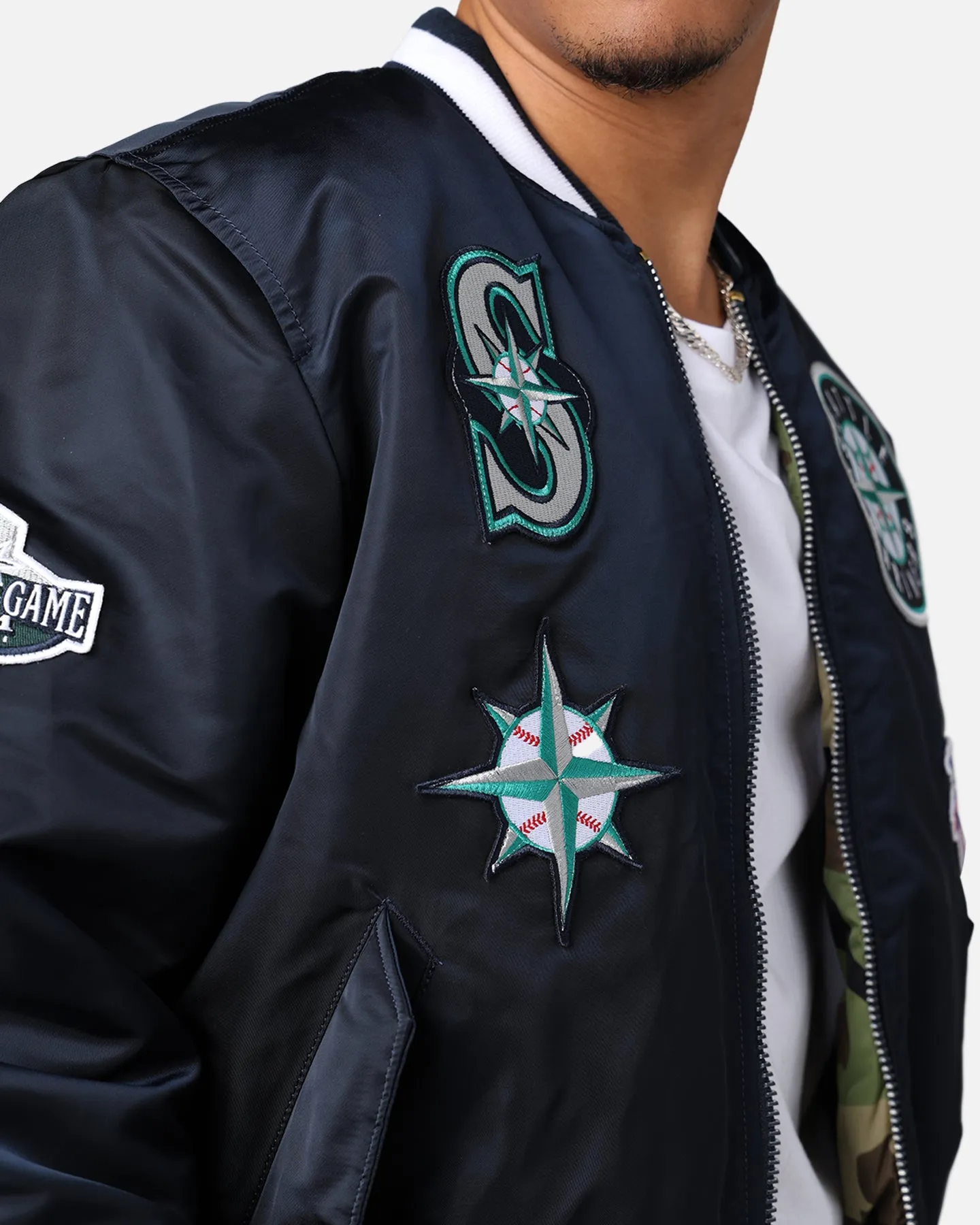 New Era X Alpha Series X MLB Seattle Mariners MA-1 Bomber Jacket Navy