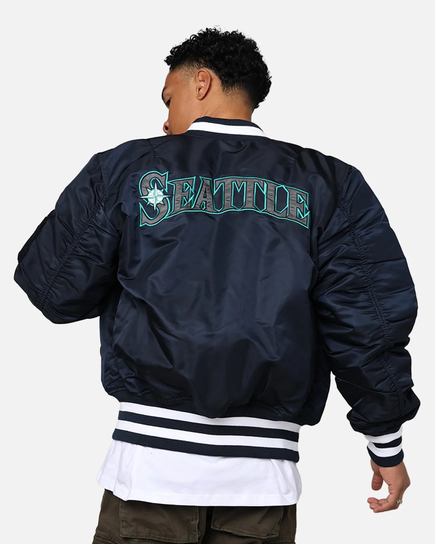 New Era X Alpha Series X MLB Seattle Mariners MA-1 Bomber Jacket Navy