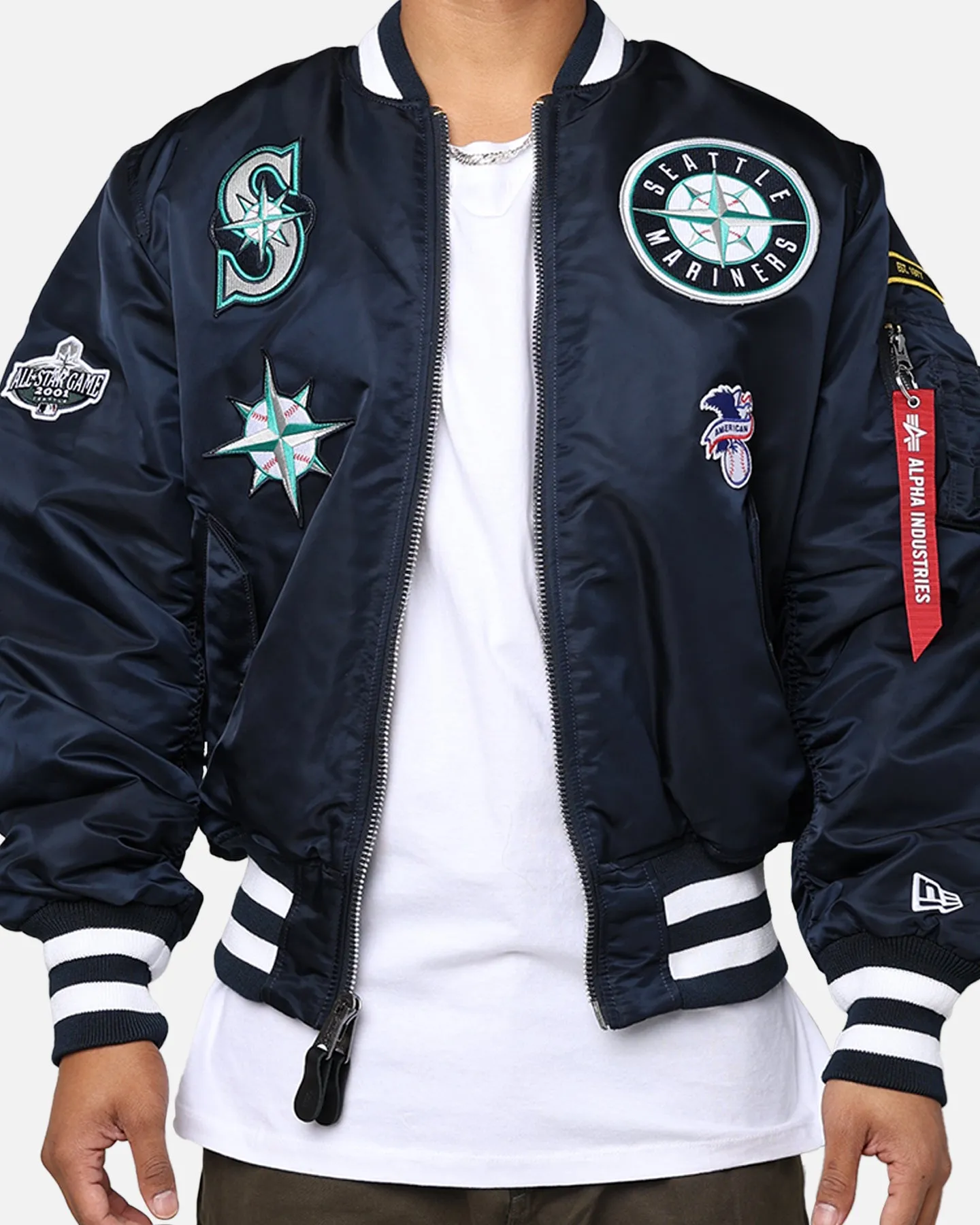 New Era X Alpha Series X MLB Seattle Mariners MA-1 Bomber Jacket Navy