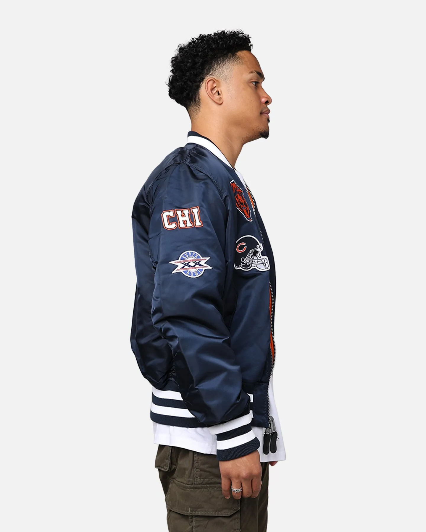 New Era X Alpha Series X NFL Chicago Bears MA-1 Bomber Jacket Navy/Orange