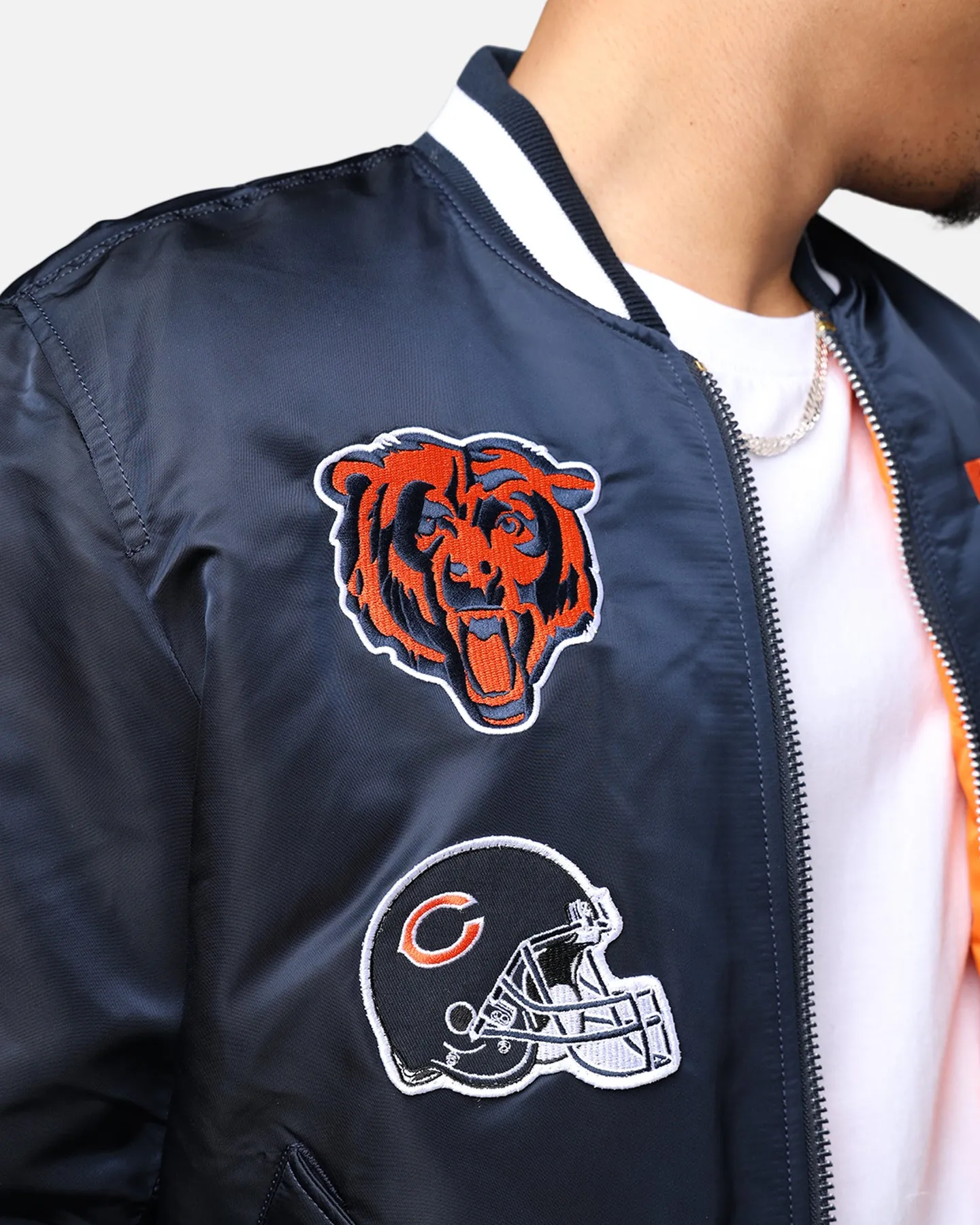 New Era X Alpha Series X NFL Chicago Bears MA-1 Bomber Jacket Navy/Orange