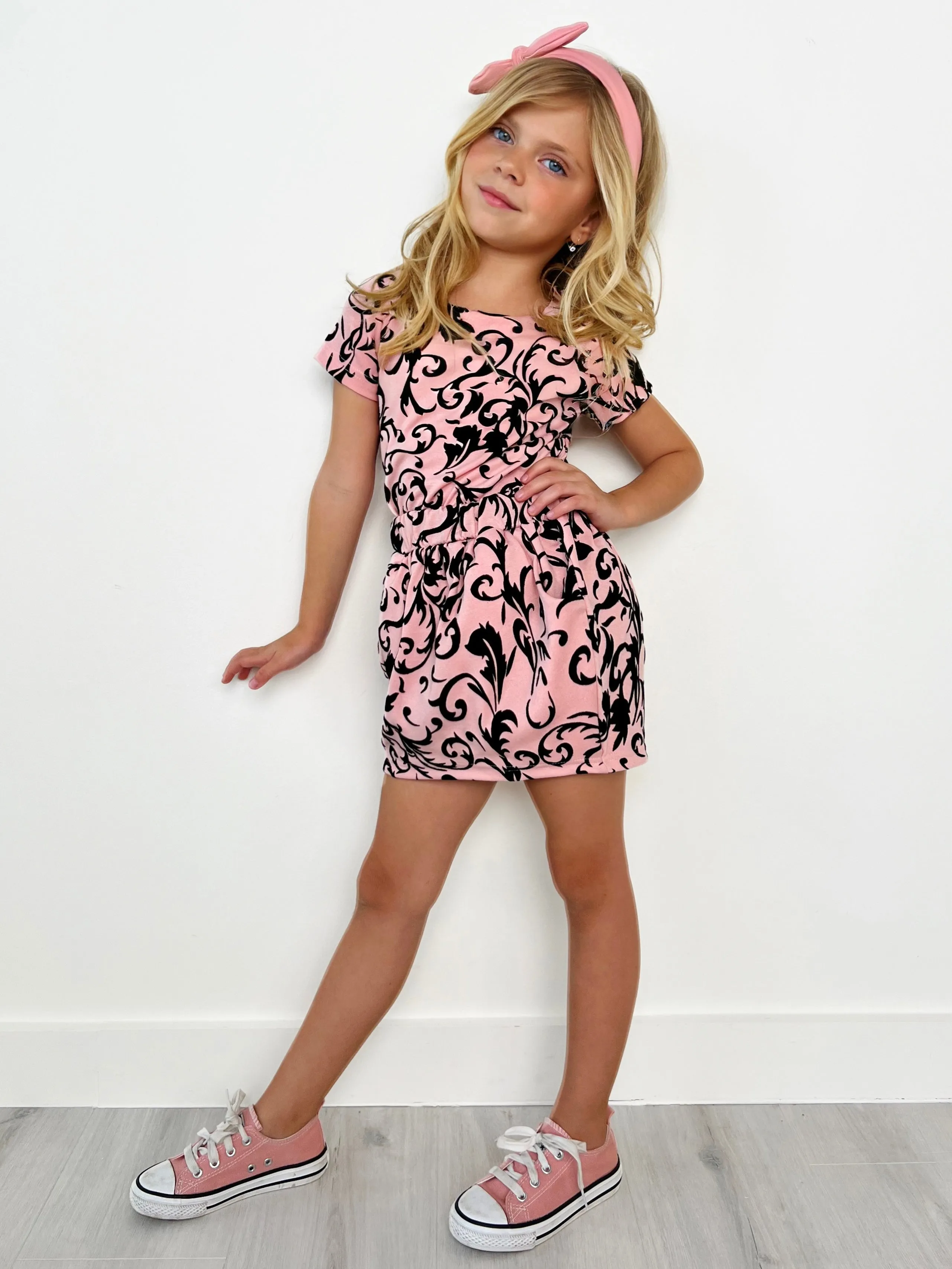 Pink Passion Velvet Brocade Stretch Skirt by Kids Couture