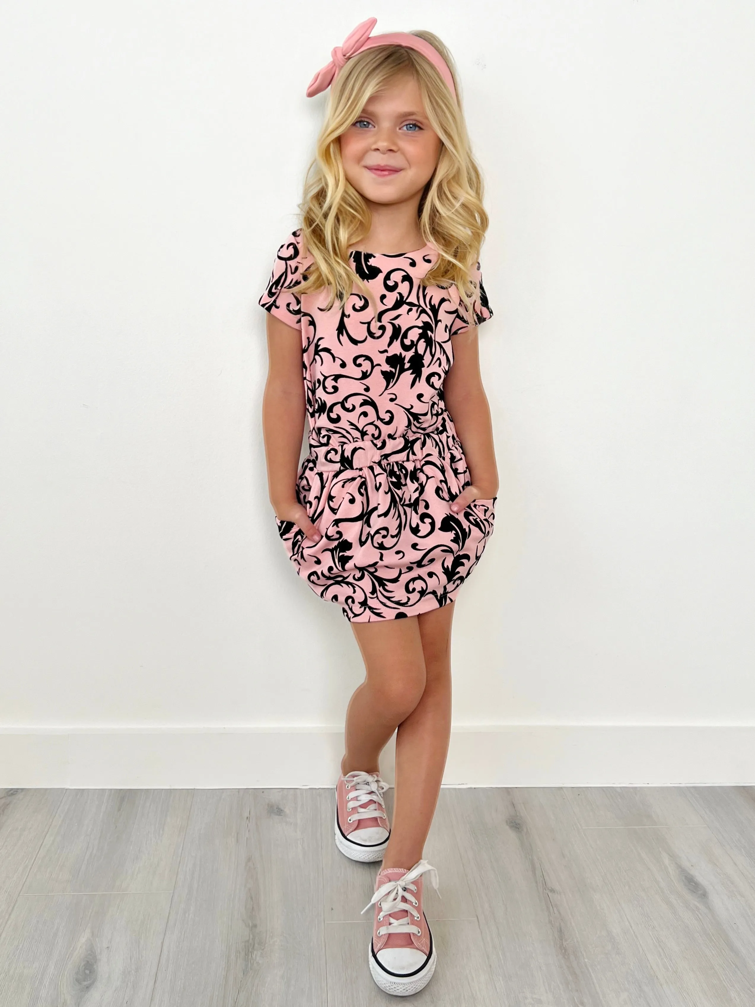 Pink Passion Velvet Brocade Stretch Skirt by Kids Couture