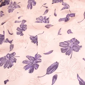 Printed Cotton Voile Design-2 Big Purple Flowers on Pink