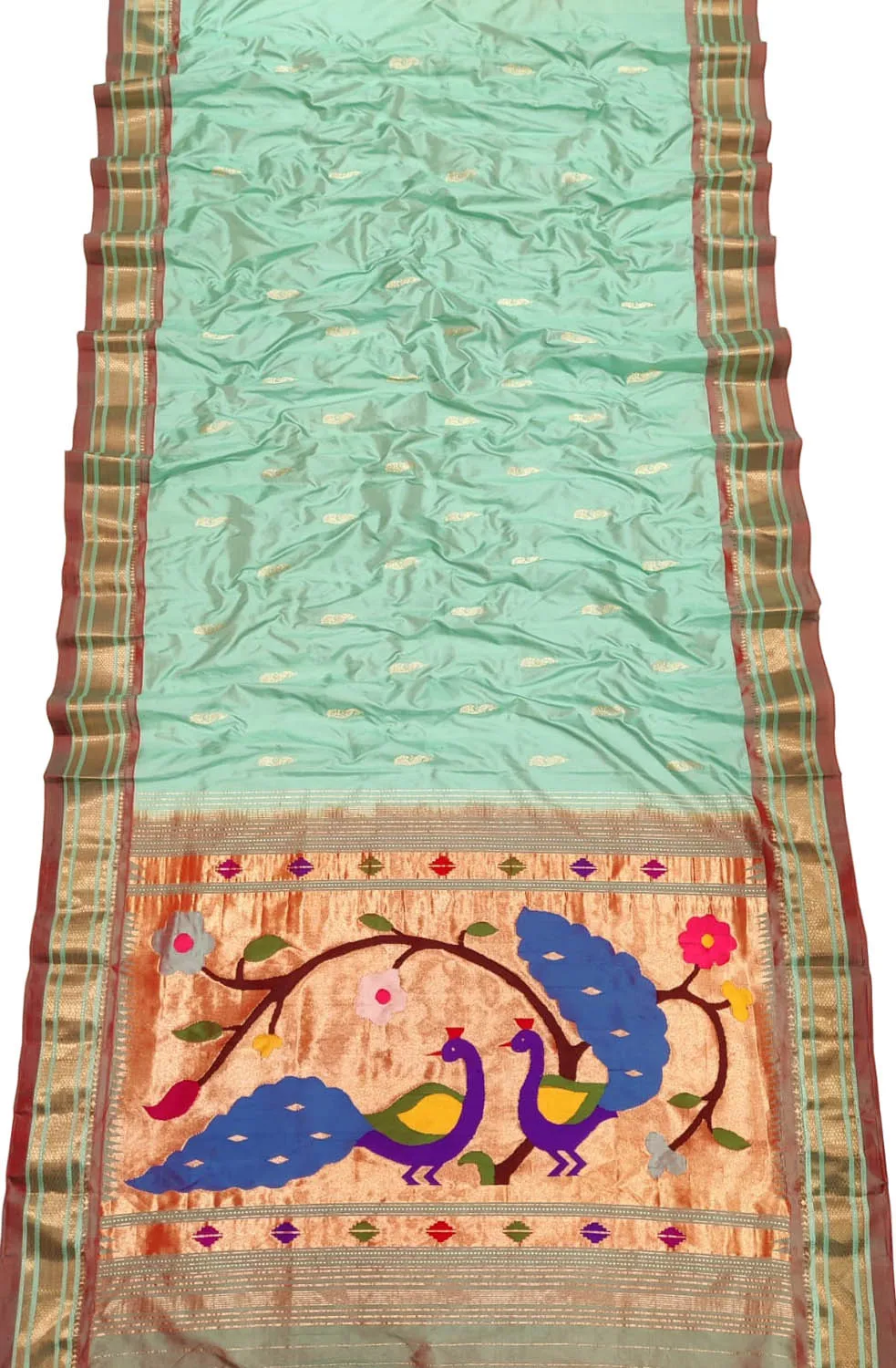 Pure Silk Green Paithani Handloom Saree: Traditional Elegance