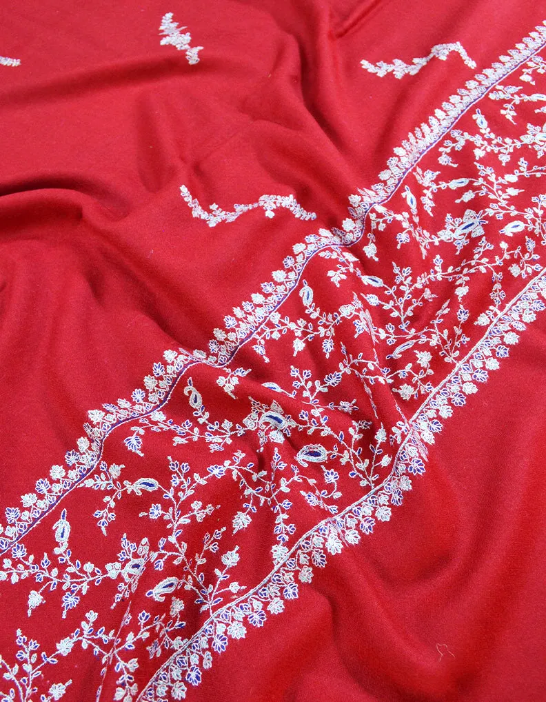 red embroidery pashmina shawl 8589