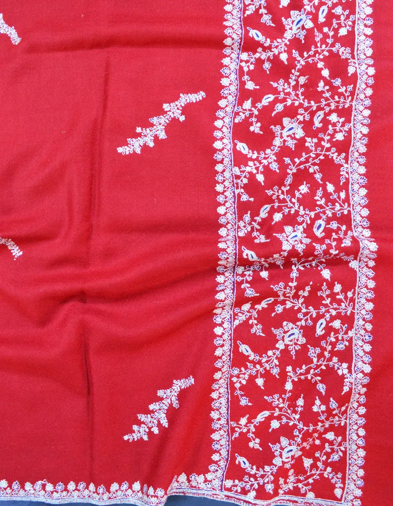 red embroidery pashmina shawl 8589