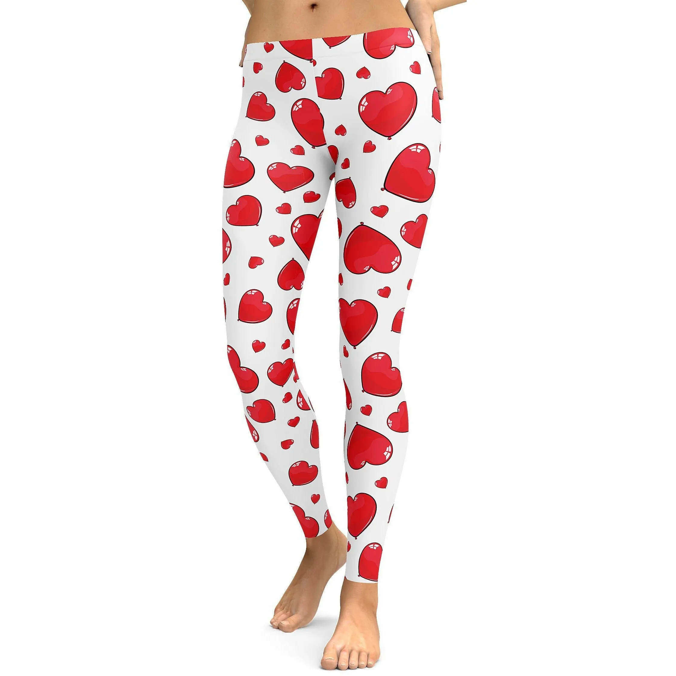 Red Heart Shaped Balloons Leggings