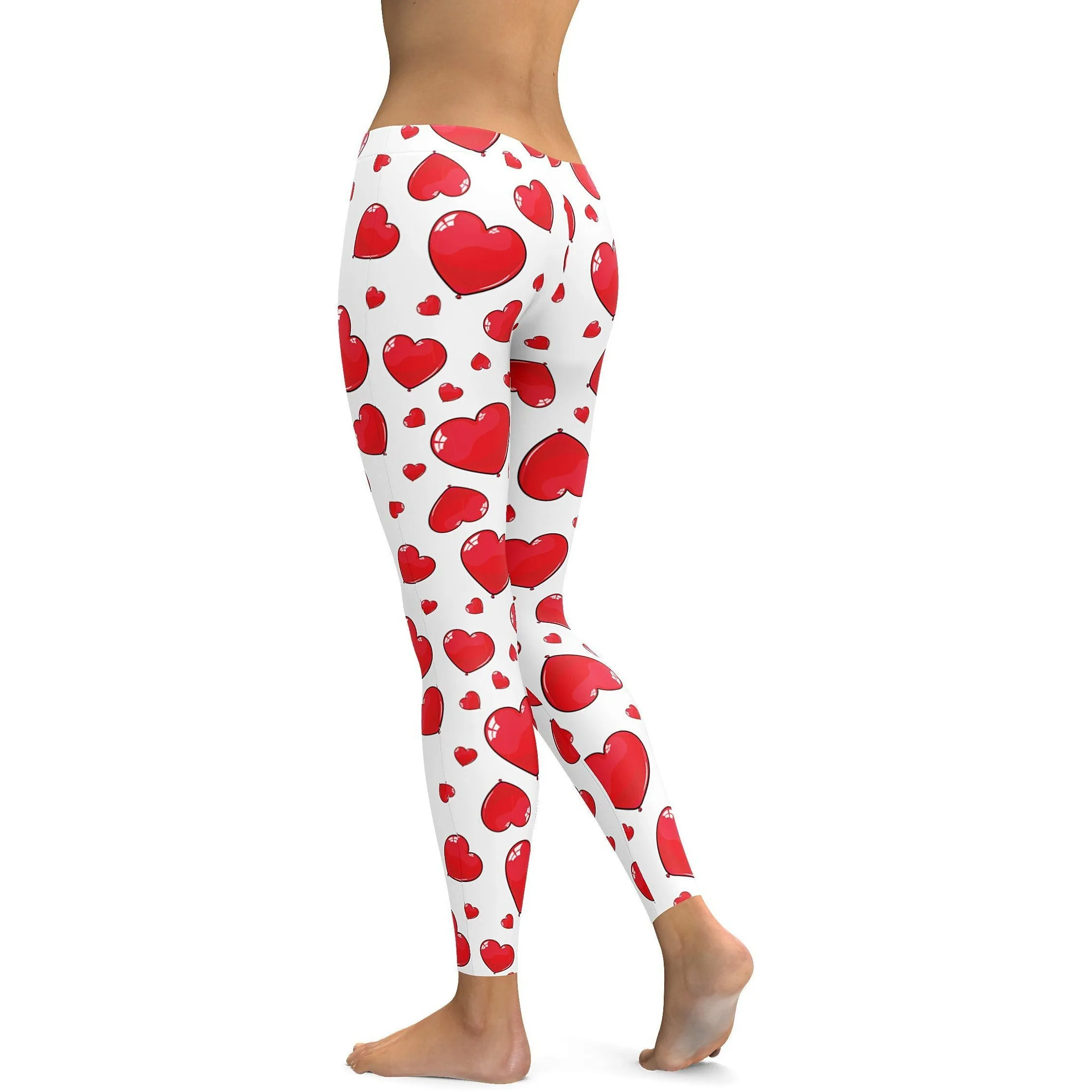 Red Heart Shaped Balloons Leggings